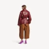 Women’s folded short trench in burgundy