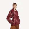 Women’s folded short trench in burgundy