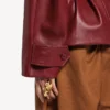 Women’s folded short trench in burgundy