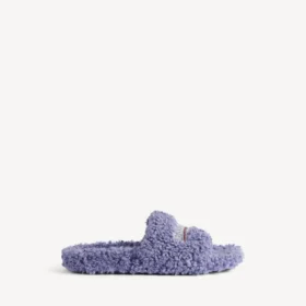 Women’s furry open mule in hortensia/crystal/red
