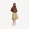Women’s high collar blouson in chestnut