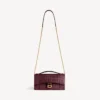 Women’s hourglass pochette with chain in dark burgundy