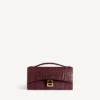 Women’s hourglass pochette with chain in dark burgundy