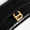 Women’s hourglass wallet on chain in black