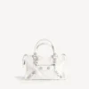 Women’s le city bag small giant studs with rhinestones in optic white
