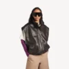 Women’s sleeveless blouson in moka