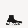 Women’s speed 2.0 recycled knit sneaker with bicolor sole in black/white