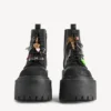 Women’s strike platform bootie with charms in black/multicolor