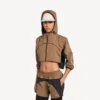 Women’s techwear cropped jacket in camel