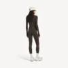 Women’s techwear leggings in khaki brown/neon pink