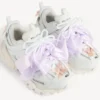 Women’s track bow sneaker in white/pink
