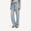 Women’s twisted seam jeans in bleach light bleu